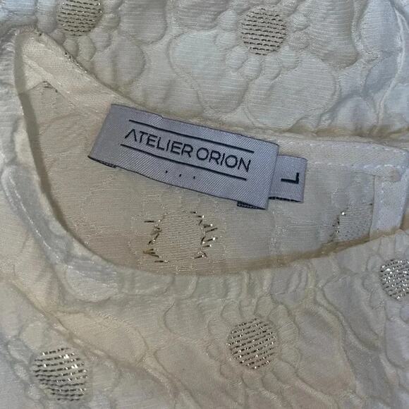 Atelier Orion Women’s Textured Flower Boxy Short Sleeve Size Large - Picture 4 of 7